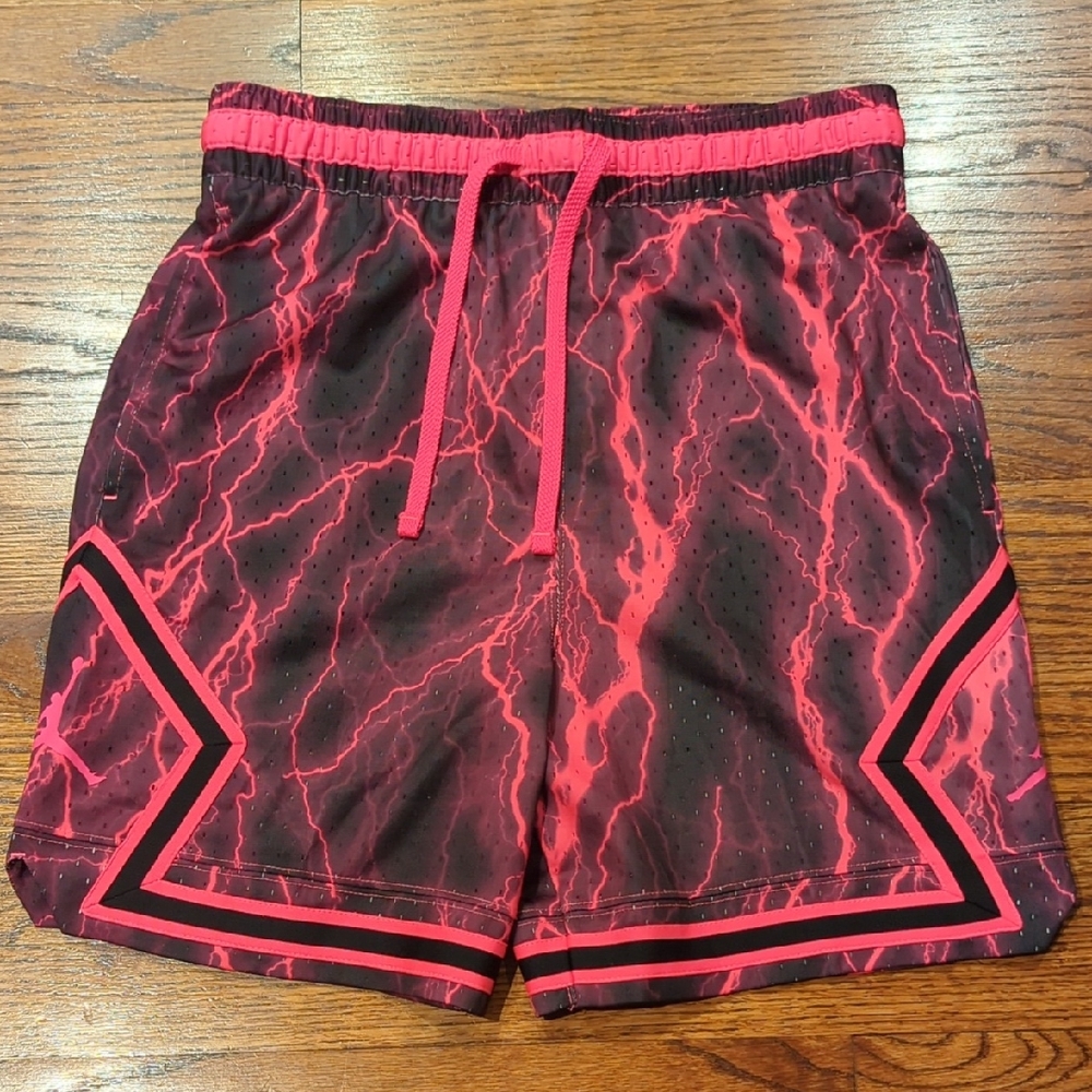 Jordan Black & Neon Pink Lightning Athletic Shorts